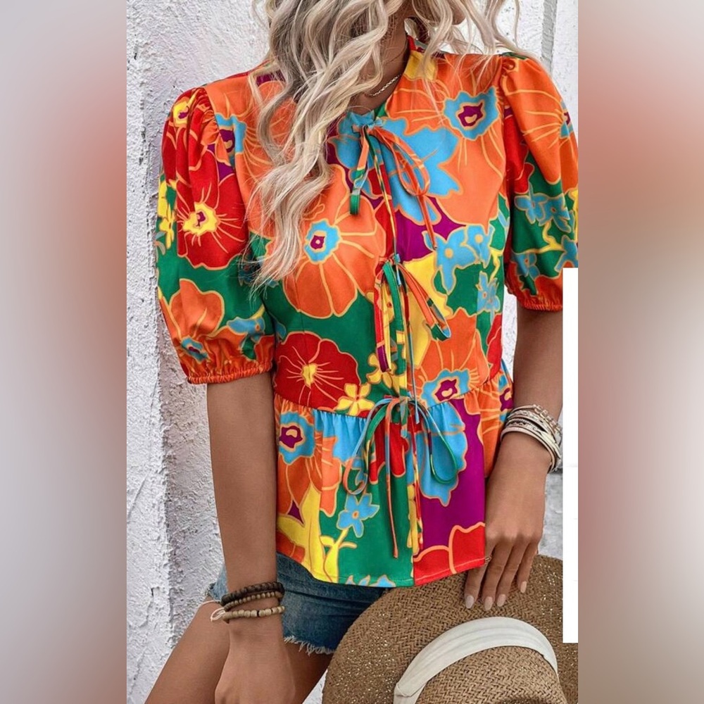 SHEIN Colorful Floral Blouse
